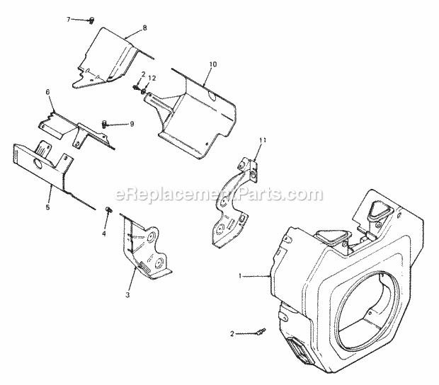 Blower Housing And Baffles Diagram and Parts List for 2084 836000-864500 Cub Cadet Lawn Tractor